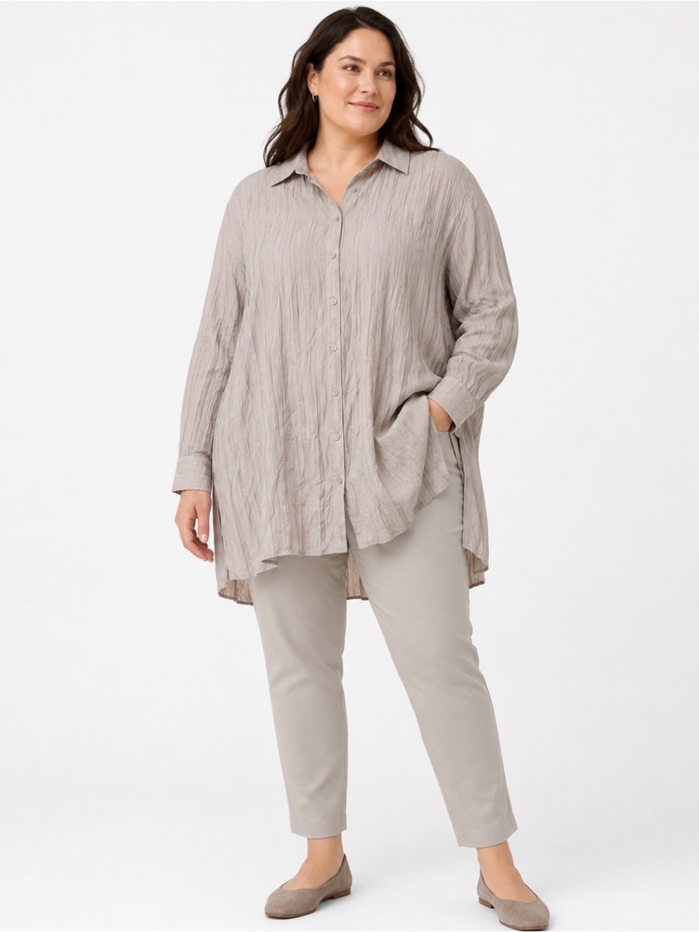 NWT Eileen Fisher Crinkle Silk Habutai Shirt 3X